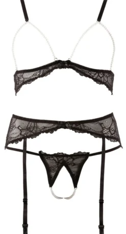 Abierta Fina - BH Set Perlen schwarz