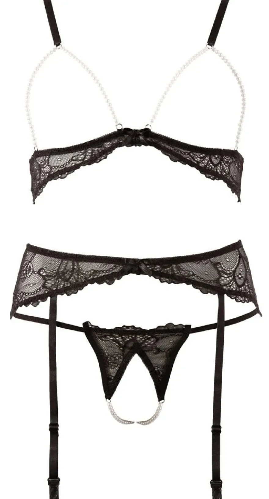 Abierta Fina - BH Set Perlen schwarz
