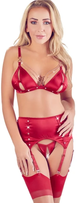 Abierta Fina - BH Strapsset rot