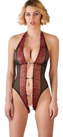 Abierta Fina - Body Strass offen schwarz