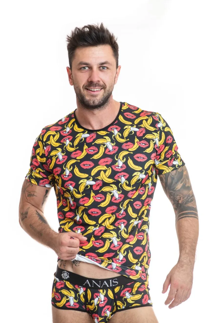 Anais - Herren Shirt mit bananen-Kussmund-Muster