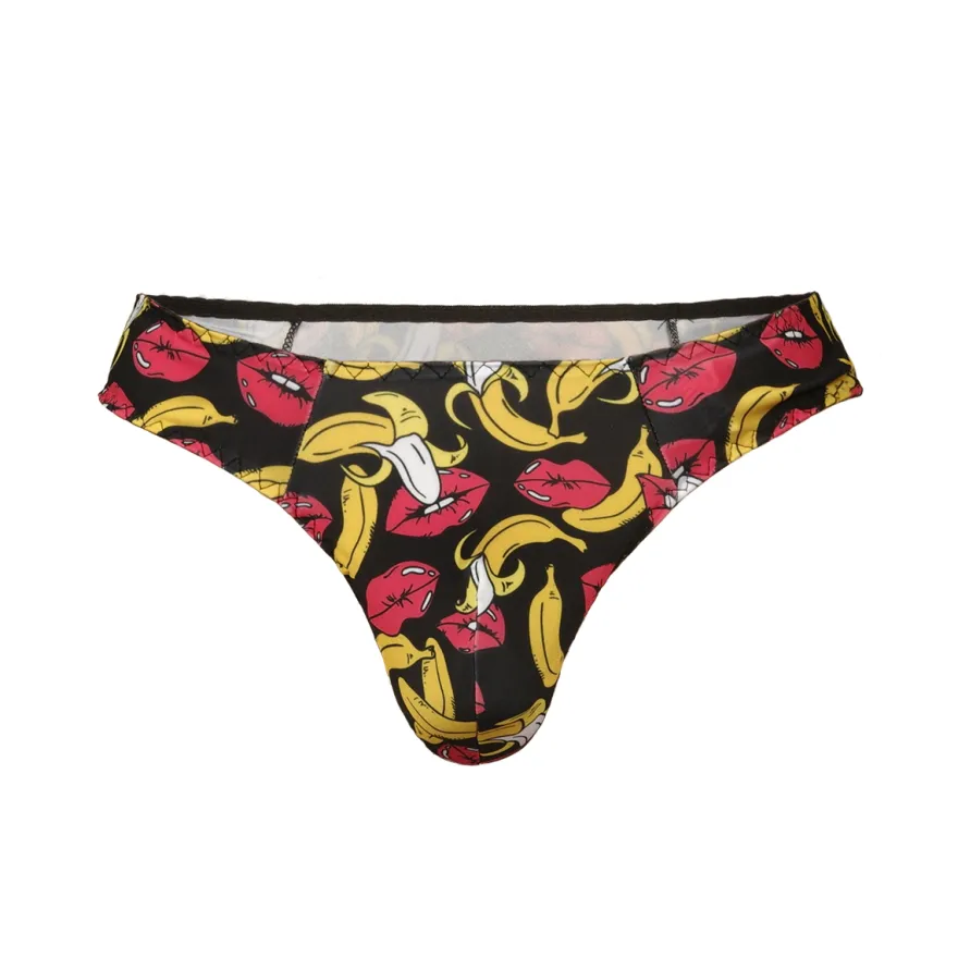 Anais - Herren String mit Bananen-Kussmund-Muster