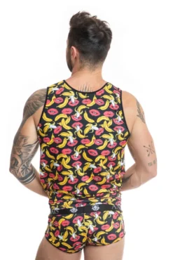 Anais - Herren Tank-Top mit Bannen-Kussmund Muster