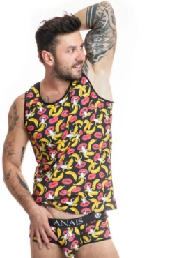 Anais - Herren Tank-Top mit Bannen-Kussmund Muster