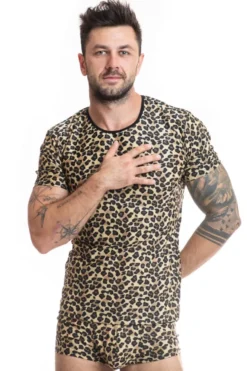 Anais - Herren T-Shirt im Leoparden-Look aus weichem Material