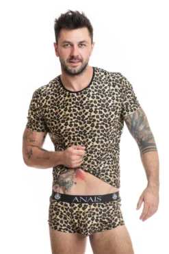 Anais - Herren T-Shirt im Leoparden-Look aus weichem Material