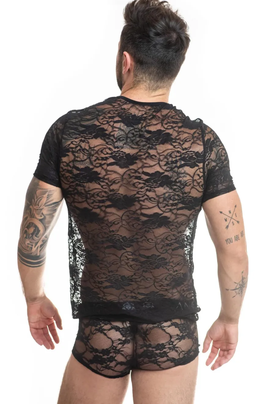 Anais - Romance T-Shirt aus Spitze in Schwarz