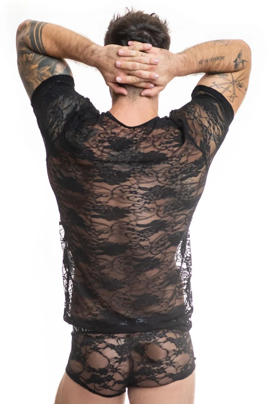 Anais - Romance T-Shirt aus Spitze in Schwarz