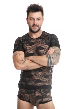 Anais - Romance T-Shirt aus Spitze in Schwarz