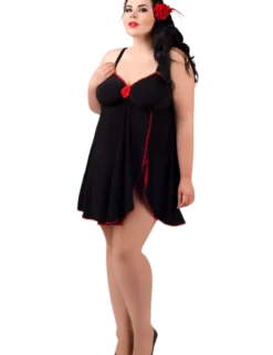 Andalea - Babydoll Margeritta schwarz/rot ADE2009