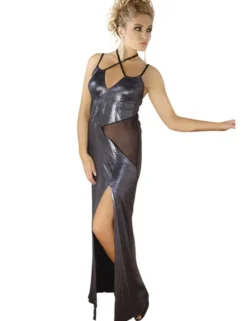 Andalea - langes Wetlook-Kleid M/1069 AN530492M silber