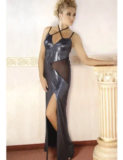 Andalea - langes Wetlook-Kleid M/1069 AN530492M silber