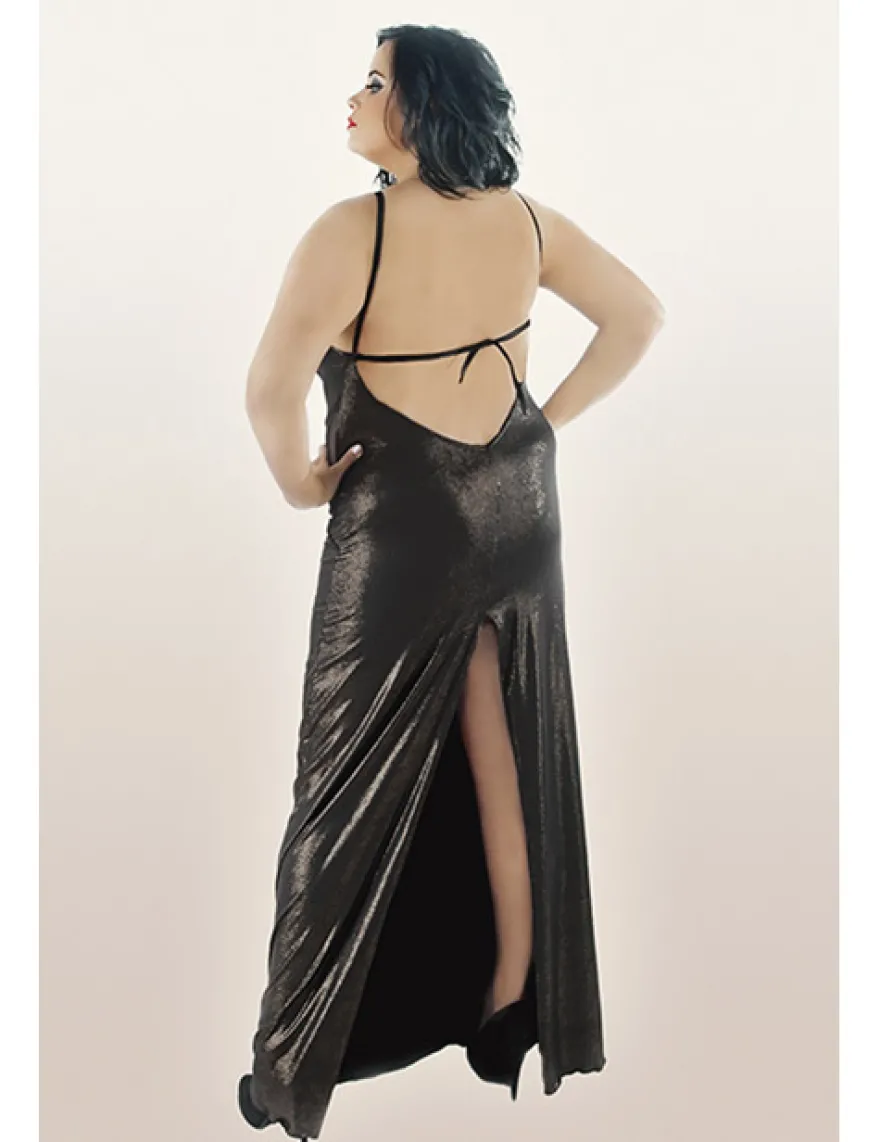 Andalea - langes Wetlook-Kleid C/4001 AN530482M gold