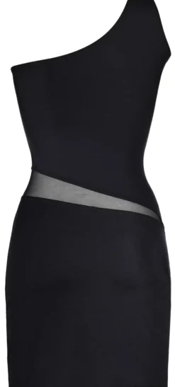 axami - halboffenes Minikleid mit transparentem Bund V-9099 schwarz