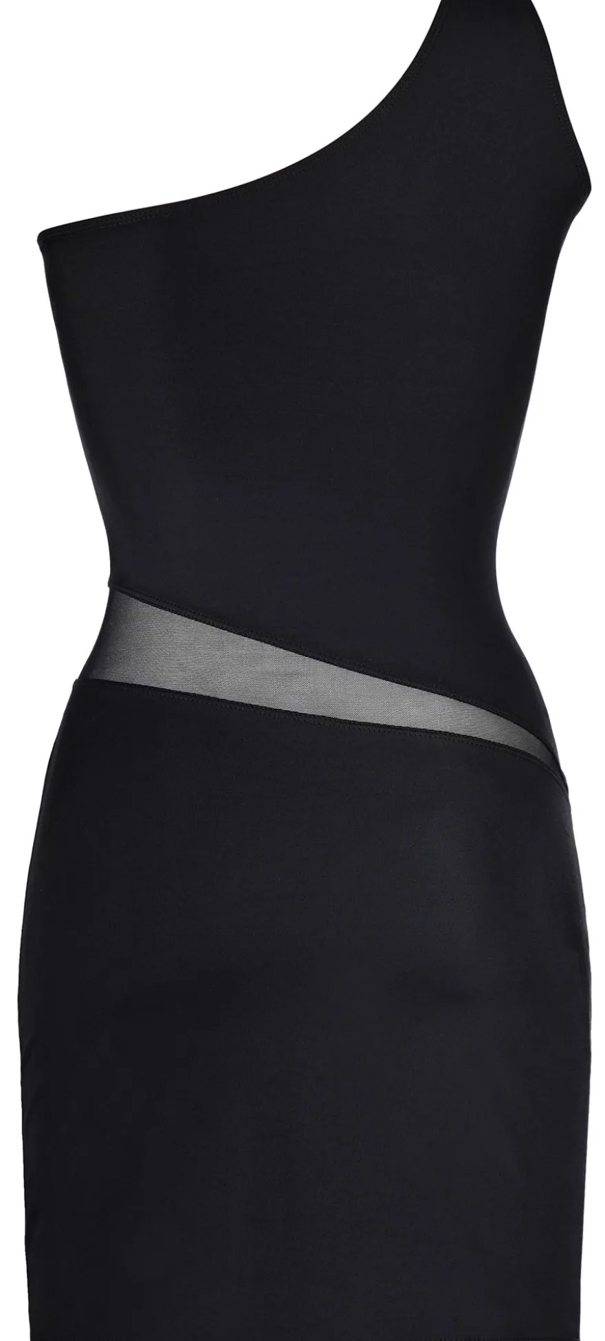 axami - halboffenes Minikleid mit transparentem Bund V-9099 schwarz