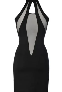 Axami - Neckholder Kleid mit Tüll Schwarz