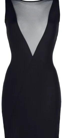 axami - ärmelloses Minikleid mit transparentem Ausschnitt - Club-dress V-9209 black