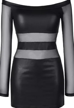 Axami - Wetlook-Club langärmliges Minikleid schwarz