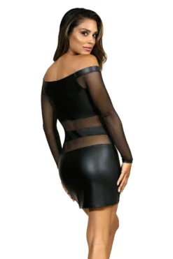 Axami - Wetlook-Club langärmliges Minikleid schwarz
