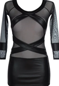 axami - Wetlook Minikleid in Netz- und Strap-Optik V-8419 schwarz