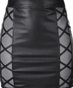 Axami - Wetlook Skirt Rock in schwarz