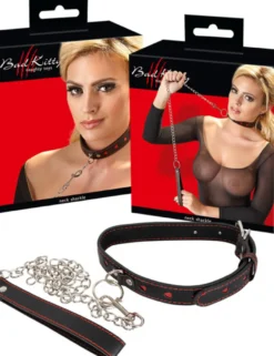 Bad Kitty - Halsfessel und Leine schwarz