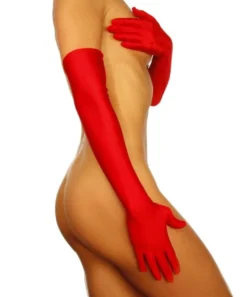 Beauty's Love - Sehr lange Handschuhe aus Satin karmesin-rot