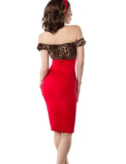 Belsira - Vintage Kleid in rot mit Leo- Muster