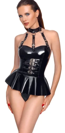 Black Level - Body mit Halsband aus Lack schwarz