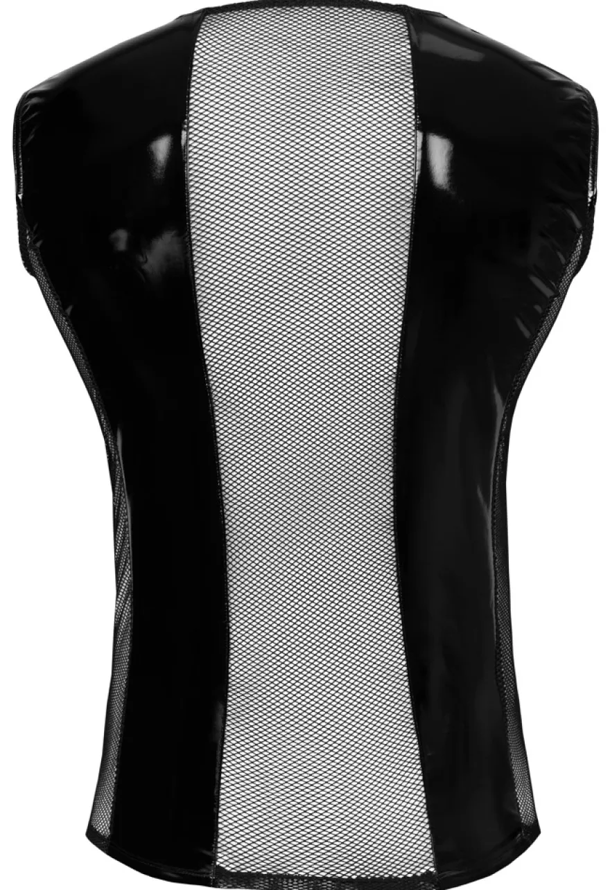 Black Level - Herren Shirt aus Lack und Mesh mit Schnallen