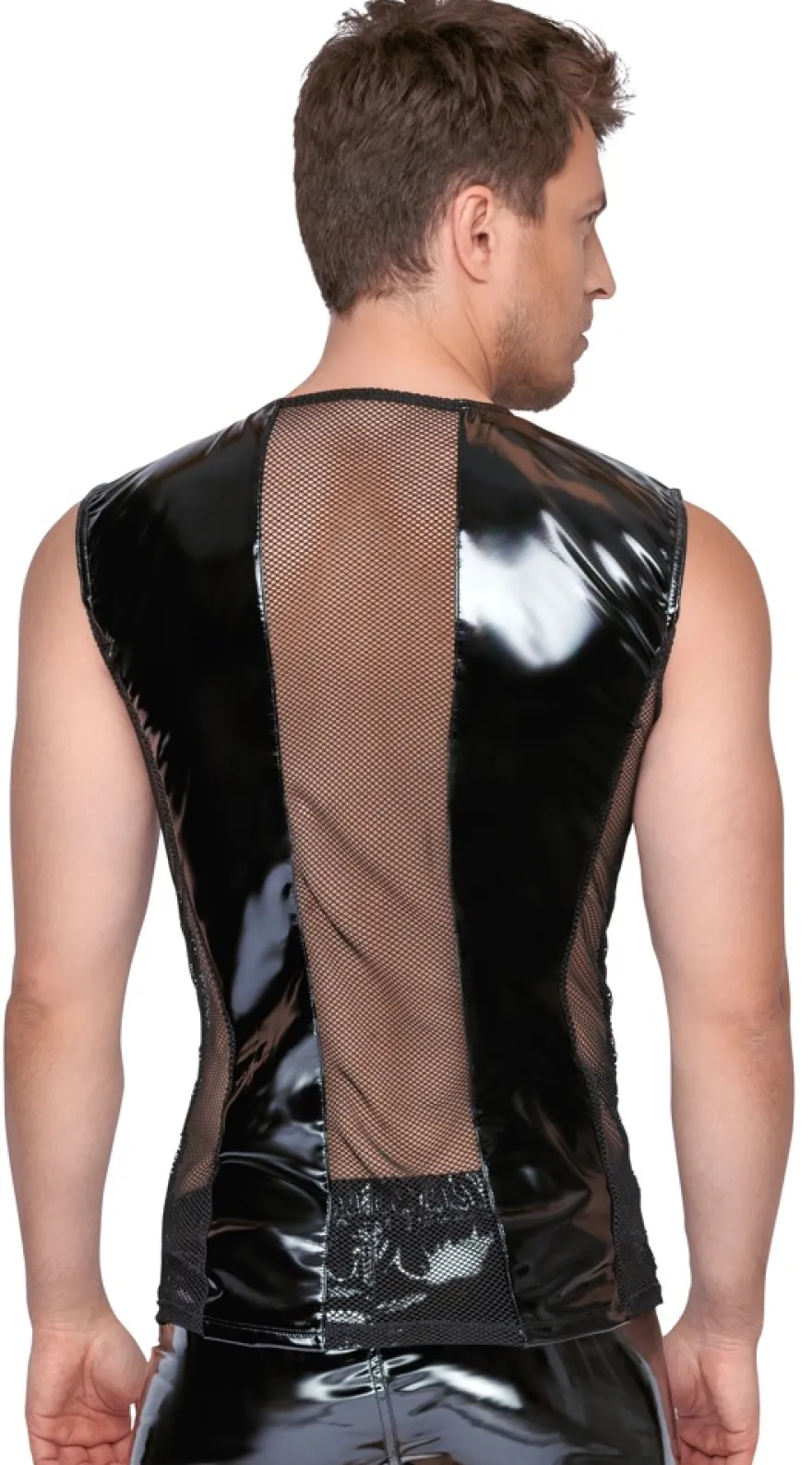 Black Level - Herren Shirt aus Lack und Mesh mit Schnallen