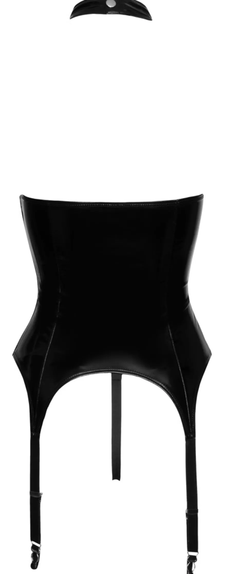 Black Level - Lack Strapshemd mit Cut-out und String schwarz