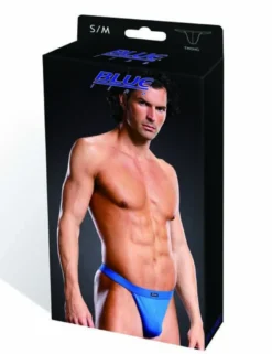 BLUE LINE - Blauer String aus elastischem Microfasergewebe