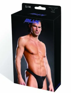 BLUE LINE - Schwarzer Rio String Tanga aus Microfaser