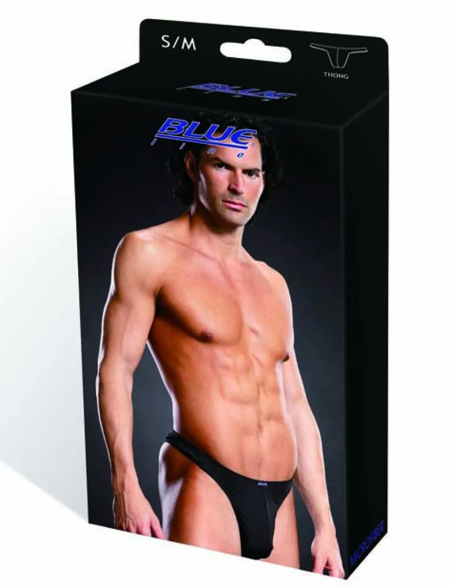 BLUE LINE - Schwarzer Rio String Tanga aus Microfaser