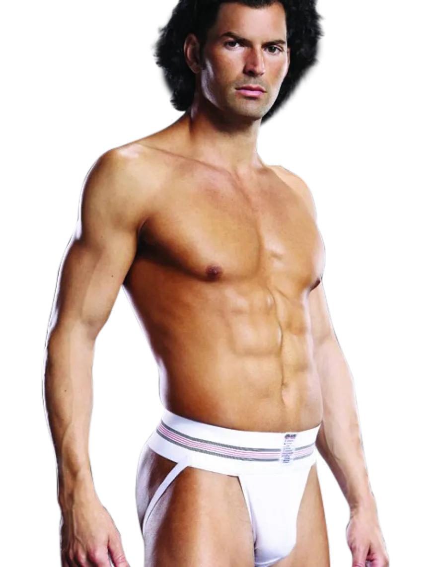BLUE LINE - Weißer Jock Strap String