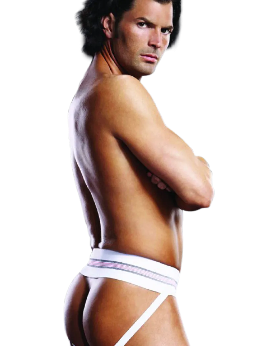 BLUE LINE - Weißer Jock Strap String