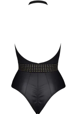 Cash Baby Collection - Body aus feinstem Mesh und Wetlook mit elegantem Dekolleté und Goldapplikationen