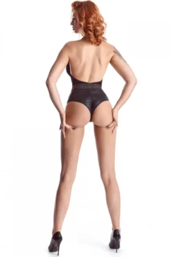 Cash Baby Collection - Body aus feinstem Mesh und Wetlook mit elegantem Dekolleté und Goldapplikationen
