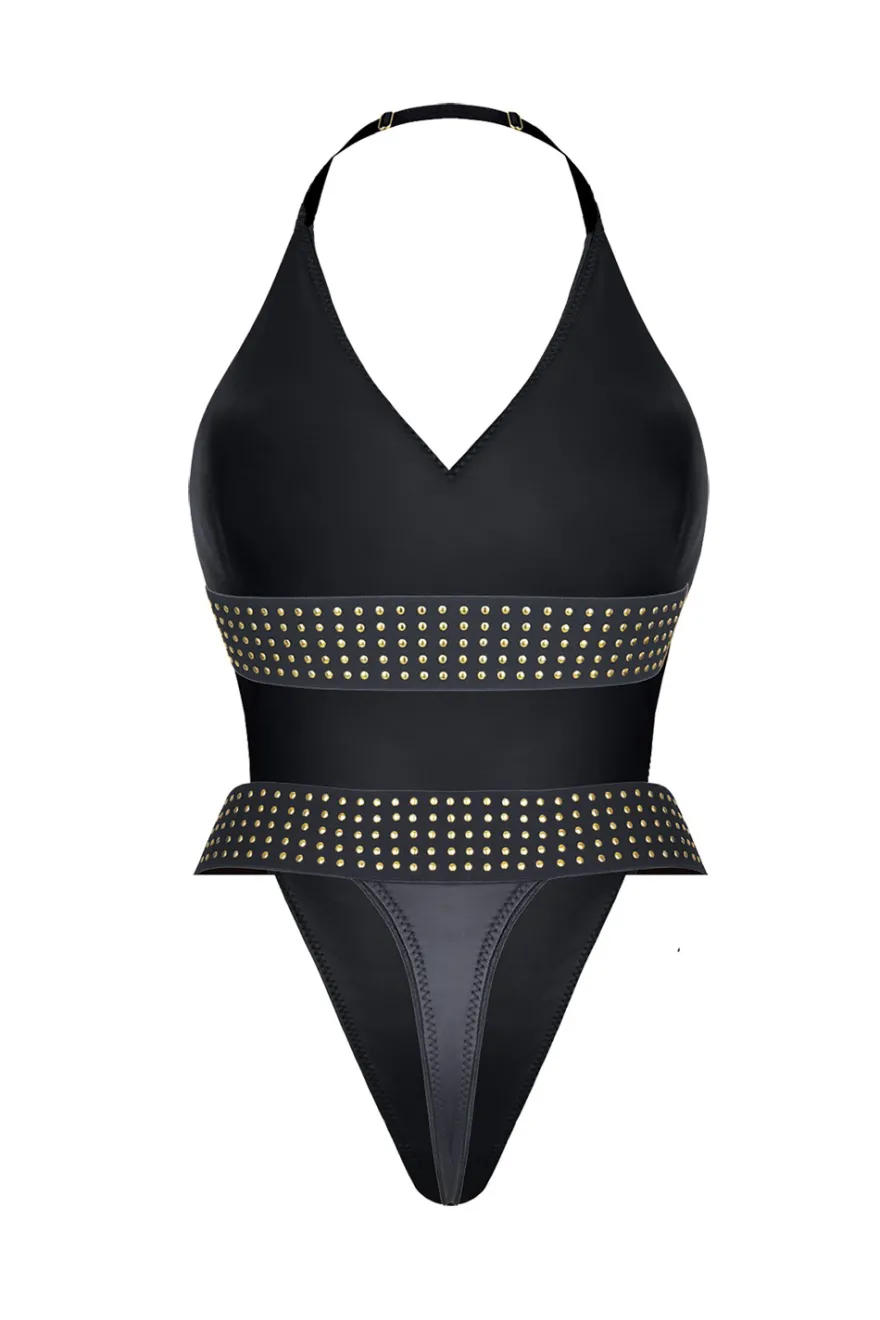 Cash Baby Collection - Body mit offenem Rücken und Goldapplikationen