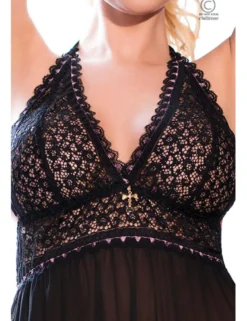Chilirose – Babydoll für Frauen mit großen Brüsten - schwarz
