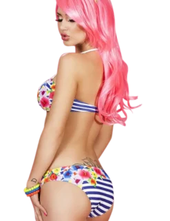 Chilirose - Bikini mit Push Up und Blumen Muster
