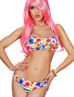Chilirose - Bikini mit Push Up und Blumen Muster