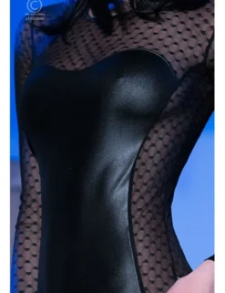 Chilirose - CR 4034 Leatherlook Minidress Schwarz