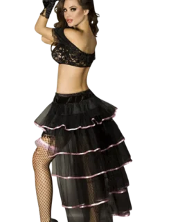 Chilirose - Vintage Burlesque Rock in schwarz mit rosa Satin