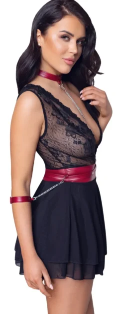 Cottelli Bondage - Babydoll aus zarter Spitze im edlen Mattlook