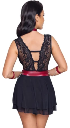 Cottelli Bondage - Babydoll aus zarter Spitze im edlen Mattlook