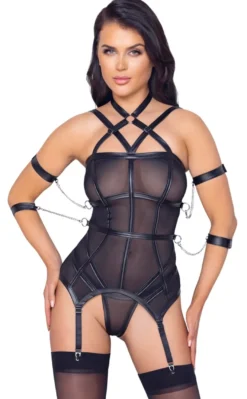 Cottelli Bondage - Strapshemd mit Klettfessel und Karabinerketten