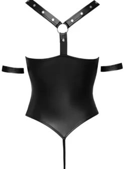 Cottelli Bondage - Stringbody overt im edlen Mattlook mit Fesselriemen