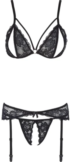 Cottelli Collection - BH Spitzenstrapsset schwarz